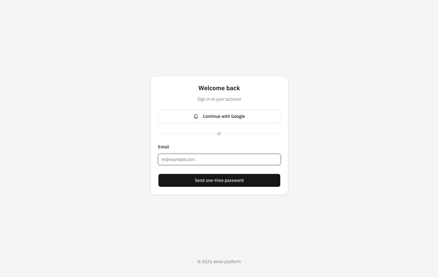 The sign-in screen with the email field and "Send one-time password" button