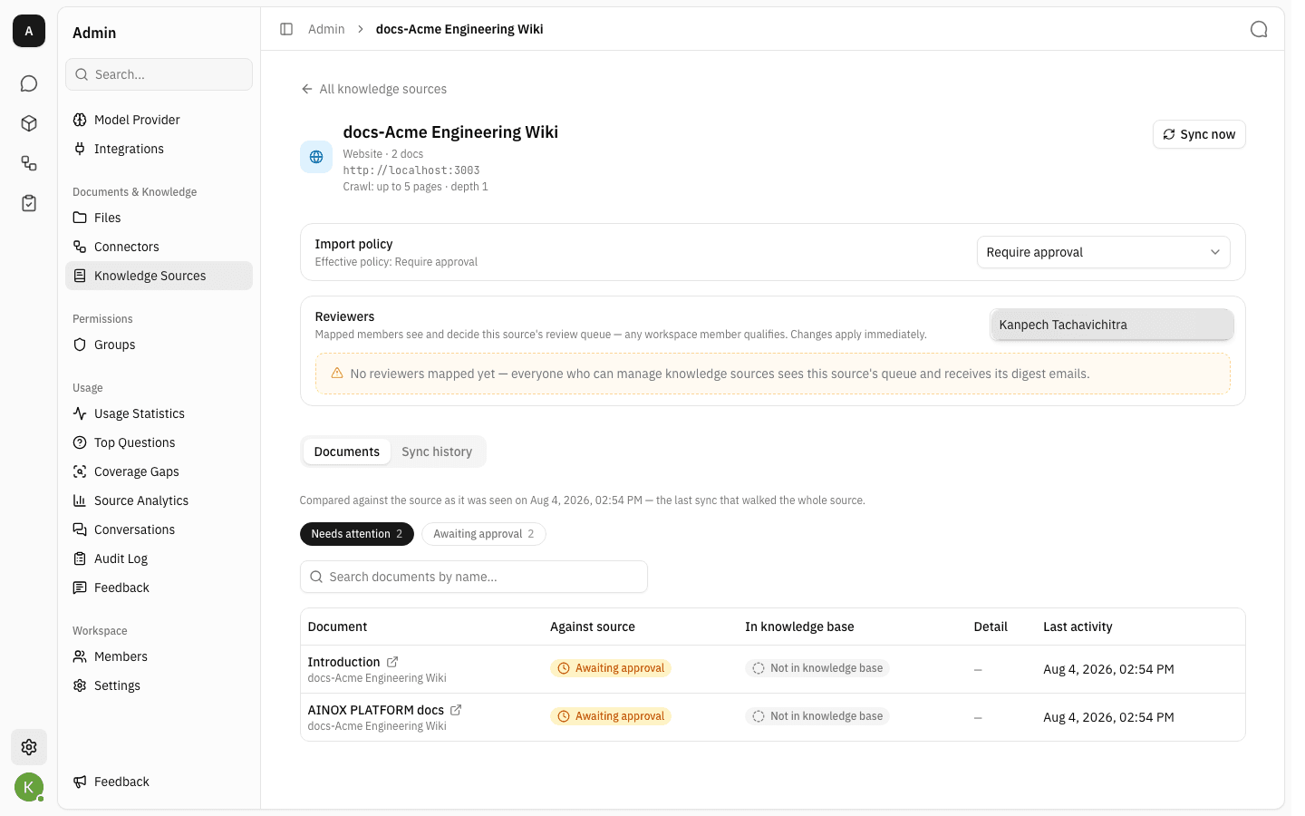 The Add a reviewer picker listing workspace members